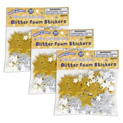 Ready 2 Learn Glitter Foam Stickers, Stars, 168 Stickers Per Pack, Set Of 3 Packs
