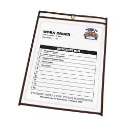C-Line® Stitched Vinyl Shop Ticket Holders, 11" x 14", Clear, Box Of 25