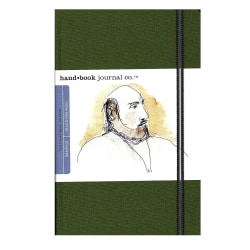 Hand Book Journal Co. Travelogue Drawing Journals, Landscape, 5 1/2" x 8 1/4", 128 Pages, Cadmium Green, Pack Of 2
