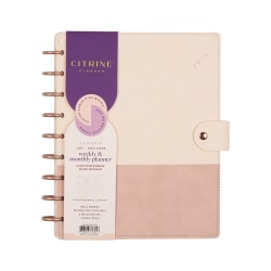 2026 Citrine Monthly/Weekly Classic Disc Bound Planner, 7" x 9-1/4", Ivory Diagonals, January To December, PD0123C007