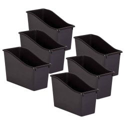 Teacher Created Resources Plastic Book Bins, 7-1/2"H x 11-3/8"W x 5-1/2"D, Black, Pack Of 6 Bins