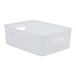 Realspace® Plastic Weave Bin, Small Size, White