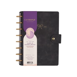 2026 Citrine Monthly/Weekly Small Disc Bound Planner, 5-3/4" x 8", Midnight Bow, January To December, PD0124S009