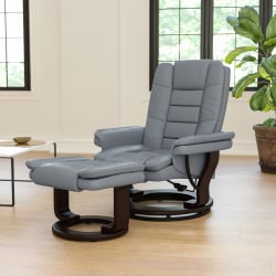Flash Furniture Contemporary LeatherSoft Recliner With Ottoman, Gray