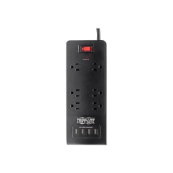 Tripp Lite 6-Outlet Surge Protector with 4 USB Ports (4.2A Shared) - 6 ft. Cord, 900 Joules, Black - Surge protector - 15 A - AC 120 V - 1875 Watt - output connectors: 6 - 6 ft cord - black