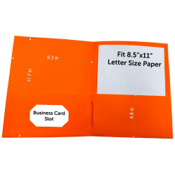 Business Source Letter Portfolio - 8 1/2" x 11" - 125 Sheets Capacity - Inside Front & Back Pocket - Orange - Card Holder - 25 / Box