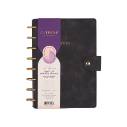 2026 Citrine Monthly/Weekly Small Disc Bound Planner, 5-3/4" x 8", Midnight, January To December, PD0124S001