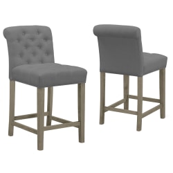 Glamour Home Aleen Counter-Height Chairs, Gray/Antique Wood, Set Of 2 Chairs