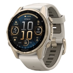 Garmin® fenix® 8 AMOLED Multisport GPS Watch With Silicone Band And 43mm Sapphire Lens, Soft Gold/Fog Gray