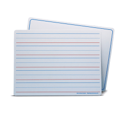 Flipside Products Magnetic Dry-Erase Learning Mats, 2-Sided Red & Blue Ruled/Plain, 9" x 12", Pack Of 48 Mats
