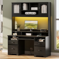 Bestier 59"W Rectangular Executive Ergonomic Computer Desk, Black