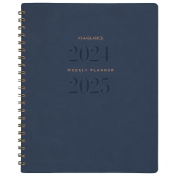 2024-2025 AT-A-GLANCE® Signature Collection Academic Weekly/Monthly Planner, 8-1/2" x 11", Navy, July To July, YP905A20