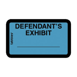 Tabbies Defendant's Exhibit Legal File Labels, 58093, 1 5/8"W x 1"L, Blue, Pack Of 252