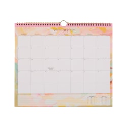 2026 Happy Planner Monthly Wall Calendar, 14" x 12", 51% Recycled, Bright & Brushy, January To December, CW0002S006