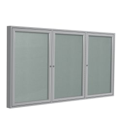 Ghent 3 Door Enclosed Vinyl Bulletin Board, Satin Aluminum Frame, 48"H x 72"W, Silver