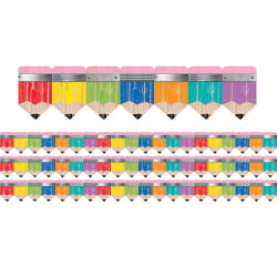 Creative Teaching Press Scallops EZ Borders, Rustic Pencils, 24 Borders Per Pack, Set Of 3 Packs