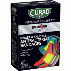 Curad Finger/Knuckle Antibacterial Bandage - Assorted Sizes - 1Box - Assorted - Fabric