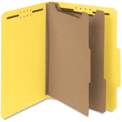 Smead® Pressboard Colored Classification Folders, 2 Fasteners, 2 Dividers, Letter Size, 2" Expansion, 2/5 Tab Cut, 100% Recycled, Yellow, Box Of 10