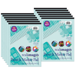 Real Images Paint & Marker Pads, 9" x 12", White, 24 Sheets Per Pad, Pack Of 12 Pads