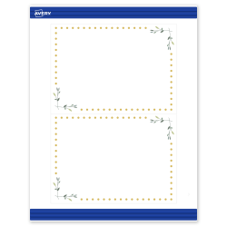 Avery® Printable Invitation Cards With Sure Feed® Technology, S00-DND-PRMWC10, Rectangle, 5" x 7", Matte White, Preprinted Green Florals with Gold Dots Design, Pack Of 20