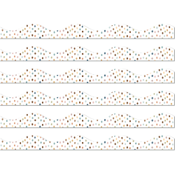 Ashley Productions Magnetic Scallop Borders, 12" x 1", Everyone Is Welcome Painted Dots, 12 Borders Per Pack, Set Of 6 Packs