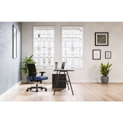 HON® Mod 60"W Table Writing Desk With Mobile Storage, 60"W, Black/Java Oak