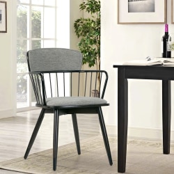 Glamour Home Bairn Fabric and Wood Dining Accent Chairs, Gray/Dark Walnut, Set Of 2 Chairs