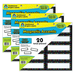 Teacher Created Resources Labels Magnetic Accents, Chalkboard Brights, 20 Per Pack, Set Of 3 Packs