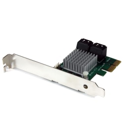 StarTech.com 4 Port PCI Express 2.0 SATA III 6Gbps RAID Controller Card with HyperDuo SSD Tiering - Serial ATA/600 - PCI Express 2.0 x2 - Plug-in Card - RAID Supported - JBOD, 1, 0, 1+0 RAID Level - 4 Total SATA Port(s) - 4 SATA Port(s) Internal