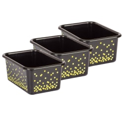 Teacher Created Resources Small Plastic Storage Bins, 5"H x 11-3/8"W x 7-3/4"D, Black Confetti, Pack Of 3