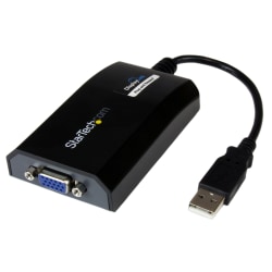 StarTech.com USB to VGA Adapter - External USB Video Graphics Card for PC and MAC- 1920x1200 - First End: 1 x Type A Male USB - Second End: 1 x DB-15 Female VGA - Supports up to 1920 x 1200 - Black