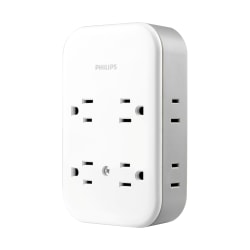 Philips All-in-One 8-Outlet Surge Tap, 801/8"H x 5-3/4"W x 2-1/4"D, White/Gray