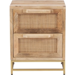 Powell Braden 23"H Rattan Cabinet With 2 Drawers, Natural/Gold