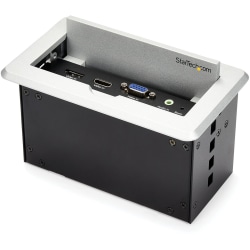 StarTech.com Conference Table Connectivity Box for A/V - USB Charging - LAN - HDMI / VGA / DisplayPort Inputs - HDMI Output - 4K - Conference room connectivity box installs in your table - conference table cable management - Shares HDMI VGA or DP laptop