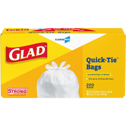 CloroxPro Glad Quick Tie Tall Trash Bags, 13 Gallon, 200 Count