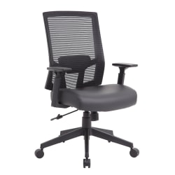 Boss Office Products Antimicrobial High-Back Task Chair With Arms, Black