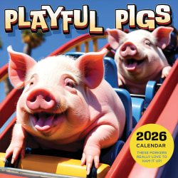 2026 TF Publishing Humor & Comics Monthly Wall Calendar, 12" x 12", Playful Pigs, January To December