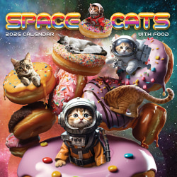 2026 TF Publishing Humor & Comics Monthly Wall Calendar, 12" x 12", Space Cats, January To December