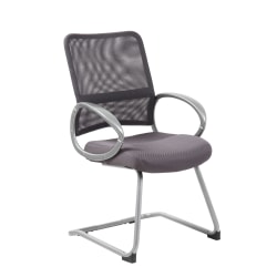 Boss Office Products Mesh Guest Chair, Charcoal Gray/Pewter