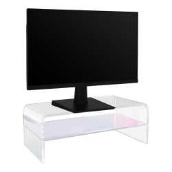 Realspace® Opaline Acrylic Monitor Stand, 7-1/2"H x 15"W x 5-1/2"D, Clear/Iridescent
