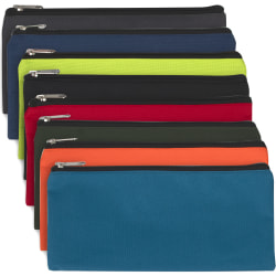 Trailmaker Ziptop Pencil Cases, 4-1/2"H x 1-“W x 1/2"D, Assorted Colors, Pack Of 100 Cases