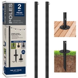 Global Outdoor String Light Poles, 10’, Black, Pack Of 2 Light Poles