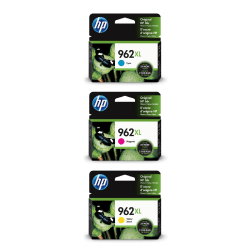 HP 962XL High-Yield Cyan/Magenta/Yellow Ink Cartridges, Set Of 3 Cartridges, HP962XLCMY-OD