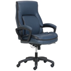 Shaquille O'Neal™ Amphion Ergonomic Bonded Leather High-Back Executive Chair, Navy/Black