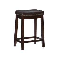 Linon Walker Backless Faux Leather Counter Stool, Dark Brown/Brown