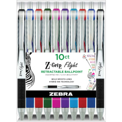 Zebra Pen Z-Grip Flight Retractable Pens - Bold Pen Point - 1.2 mm Pen Point Size - Retractable - Multi Gel-based Ink - Assorted Plastic Barrel - 10 / Pack