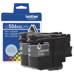 Brother LC506XXL2PK Black Super High Yield Ink Cartridges, Two-pack