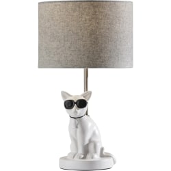 Adesso® Simplee Sunny Cat Table Lamp, 18"H, Light Gray Shade/White Base