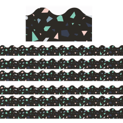 Eureka Extra Wide Die Cut Deco Trim Packs, 37’ x 3-1/4", Simply Sassy Black Terrazzo, Set Of 6 Packs