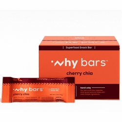 Why Bars Superfood Protein Snack Bars - Gluten-free, Dairy-free, Soy-free, Non-GMO, Individually Wrapped - Cherry Chia - 2.04 oz - 12 / Pack